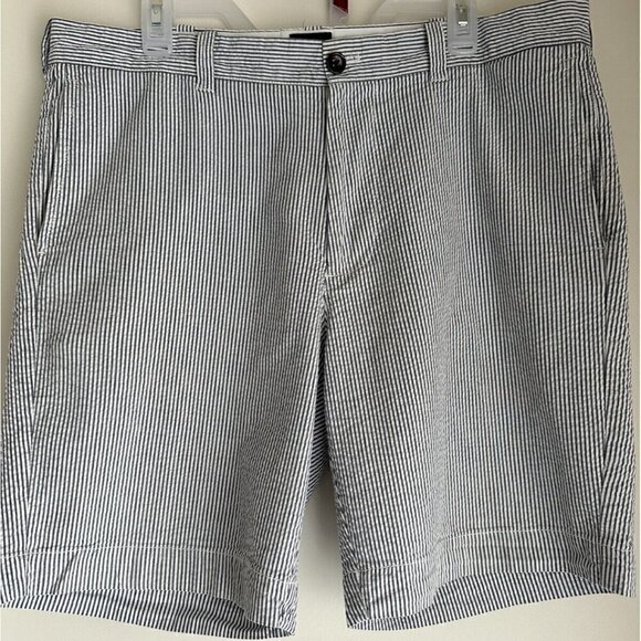 J‎ Crew Flex Chino Men’s 36” Seersucker Light Blue White Stripe - Picture 1 of 5
